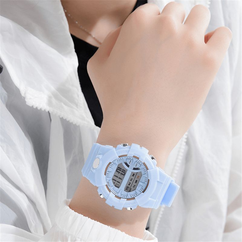 Honhx 592 Mode Casual Time Week Display Silikone Strap Led Digital Watch Dame Watch