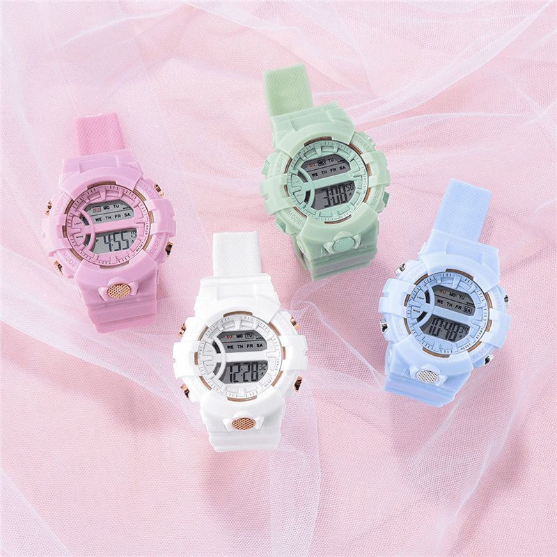 Honhx 592 Mode Casual Time Week Display Silikone Strap Led Digital Watch Dame Watch