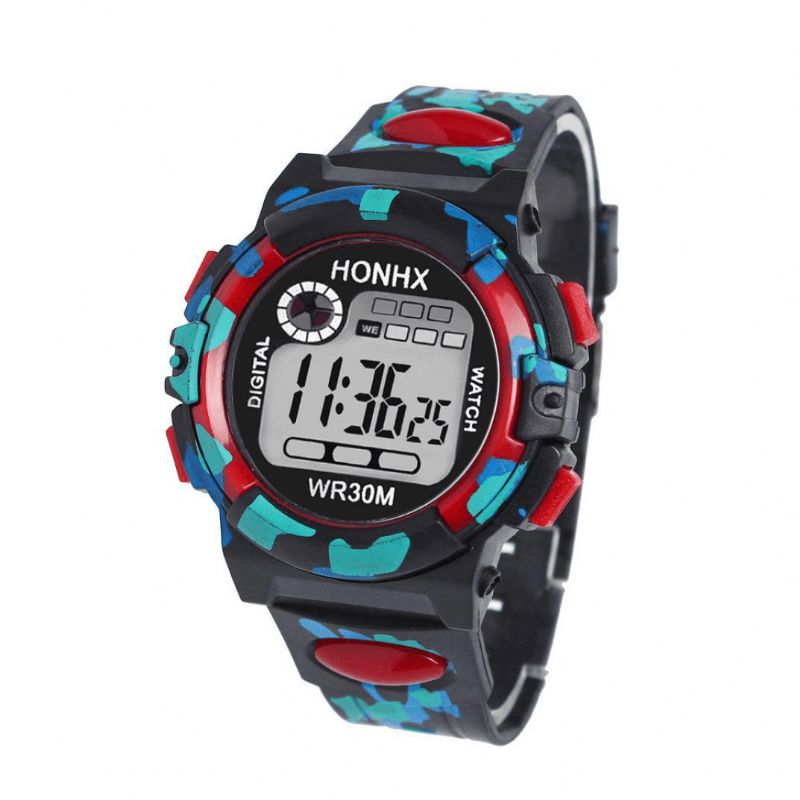 Honhx 62 Mode Herreur Luminous Date Week Display Multi-Funktion Camouflage Sport Digital Watch