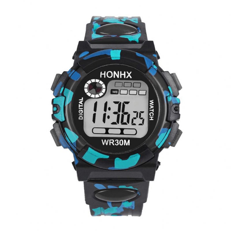 Honhx 62 Mode Herreur Luminous Date Week Display Multi-Funktion Camouflage Sport Digital Watch