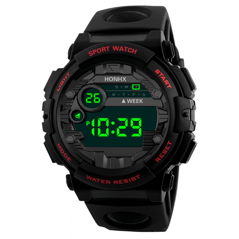 Honhx 62X-66F Mode Lysende Display Vækkeur Sport Style Mænd Digital Watch