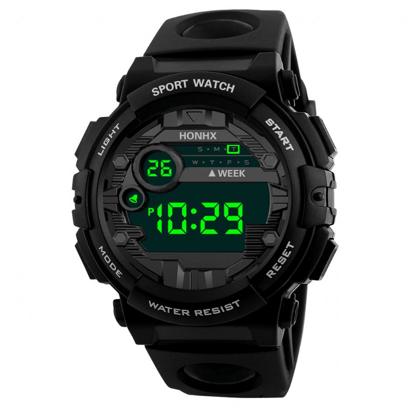 Honhx 62X-66F Mode Lysende Display Vækkeur Sport Style Mænd Digital Watch