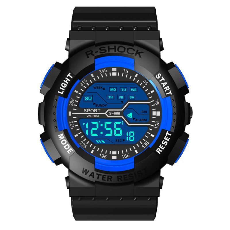 Honhx 82-666 Mænd Mode Luminous Dsiplay Stopur Sport Style Digital Watch