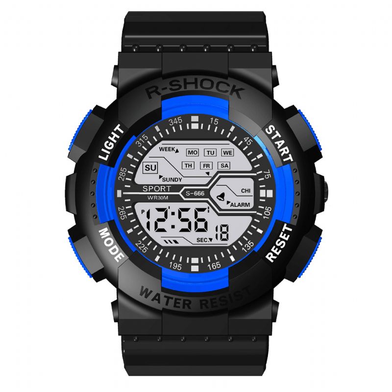 Honhx 82-666 Mænd Mode Luminous Dsiplay Stopur Sport Style Digital Watch