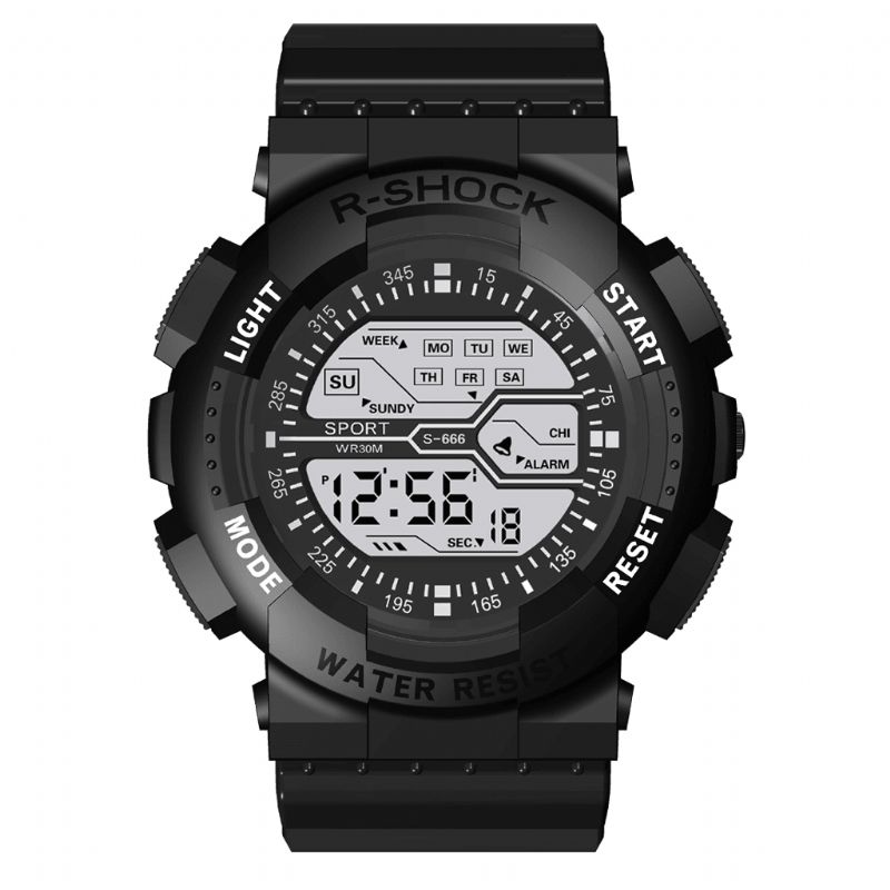 Honhx 82-666 Mænd Mode Luminous Dsiplay Stopur Sport Style Digital Watch