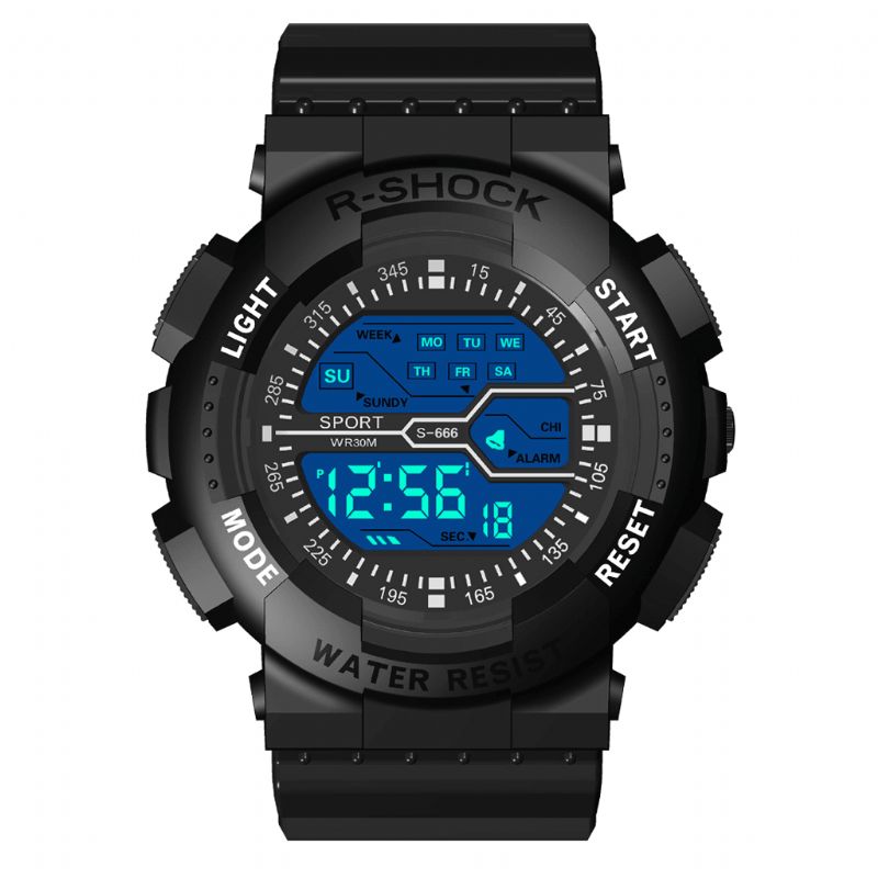 Honhx 82-666 Mænd Mode Luminous Dsiplay Stopur Sport Style Digital Watch