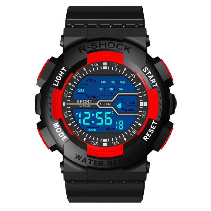 Honhx 82-666 Mænd Mode Luminous Dsiplay Stopur Sport Style Digital Watch