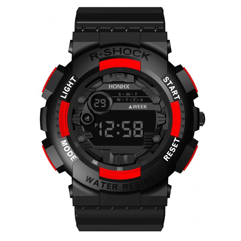 Honhx 82-66F Mode Sport Style Mænd Luminous Dsiplay Digital Watch