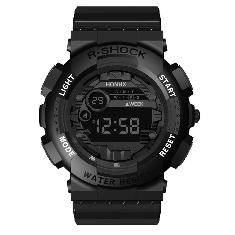 Honhx 82-66F Mode Sport Style Mænd Luminous Dsiplay Digital Watch