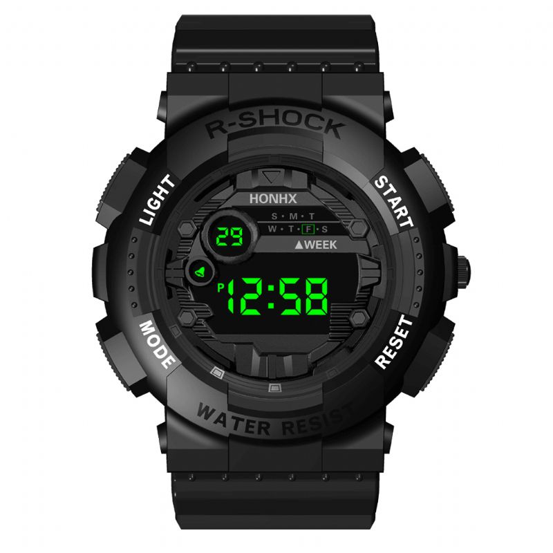 Honhx 82-66F Mode Sport Style Mænd Luminous Dsiplay Digital Watch