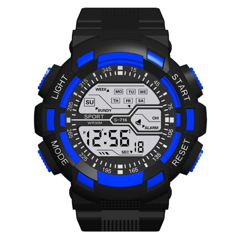 Honhx S716 Mode Farverigt Natlys Mænd Vækkeur Uge Display Sport Digital Watch