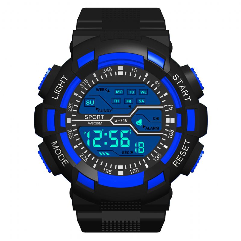 Honhx S716 Mode Farverigt Natlys Mænd Vækkeur Uge Display Sport Digital Watch