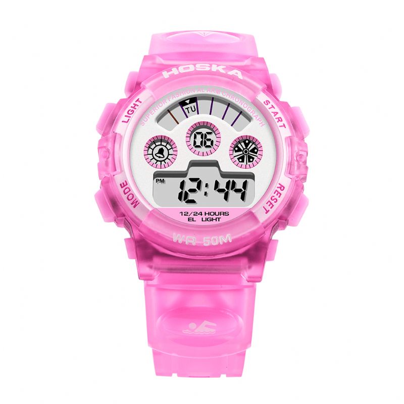 Hoskas H001S Frisk Pink Blå Farve Vandtæt Mode Style Børneur Par Digital Watch