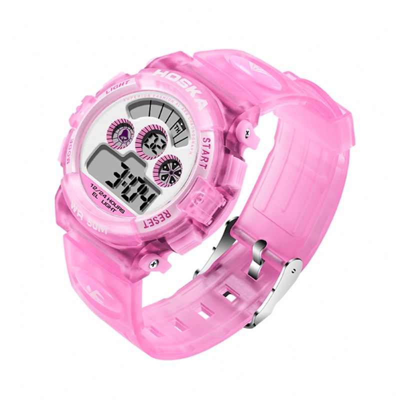 Hoskas H001S Frisk Pink Blå Farve Vandtæt Mode Style Børneur Par Digital Watch