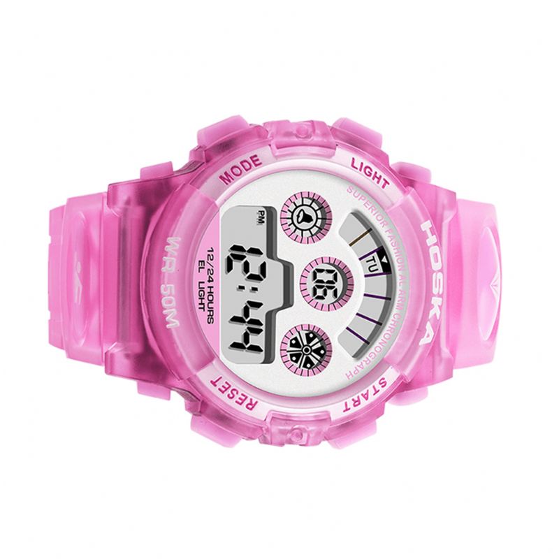 Hoskas H001S Frisk Pink Blå Farve Vandtæt Mode Style Børneur Par Digital Watch