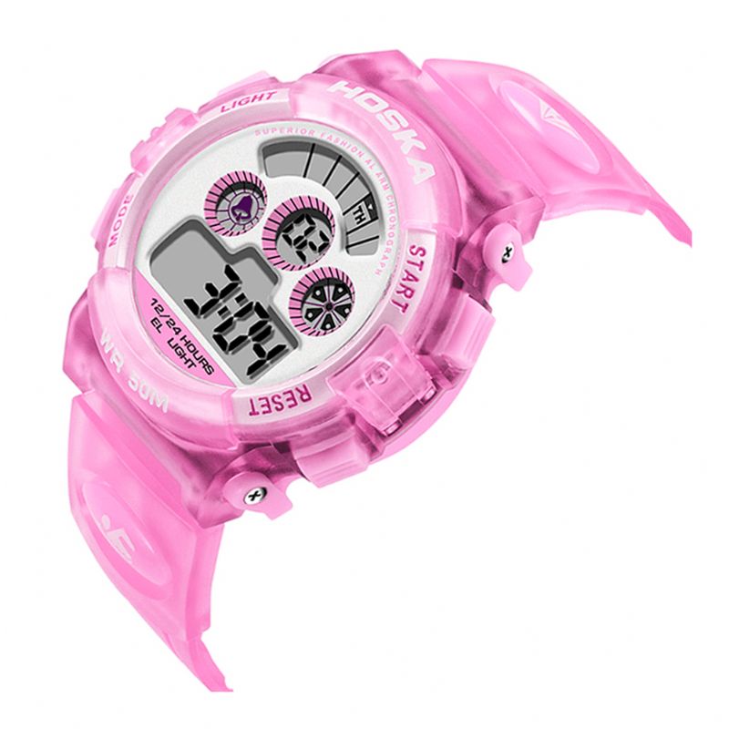 Hoskas H001S Frisk Pink Blå Farve Vandtæt Mode Style Børneur Par Digital Watch