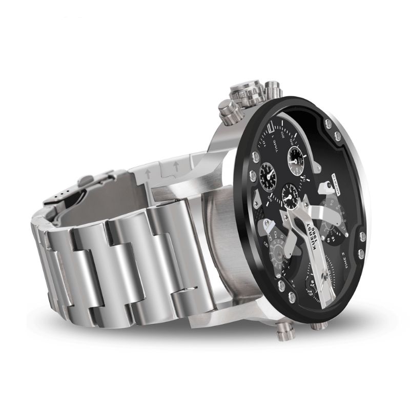 Kuerst 7313 Working Little Dials Vandtæt Quartz ur Unikt Design Fuldt Steel Herrearmbåndsur