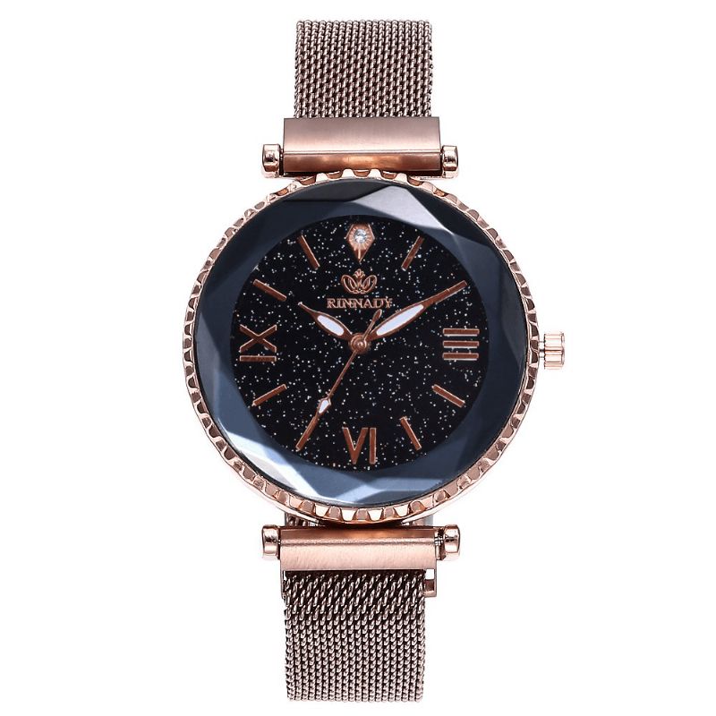 Kvinde Mesh Magnet Spænde Stjernehimmel Watch Casual Kvinder Geometrisk Overflade Quartz ur