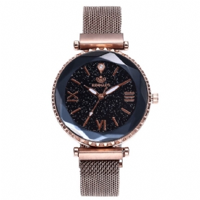 Kvinde Mesh Magnet Spænde Stjernehimmel Watch Casual Kvinder Geometrisk Overflade Quartz ur