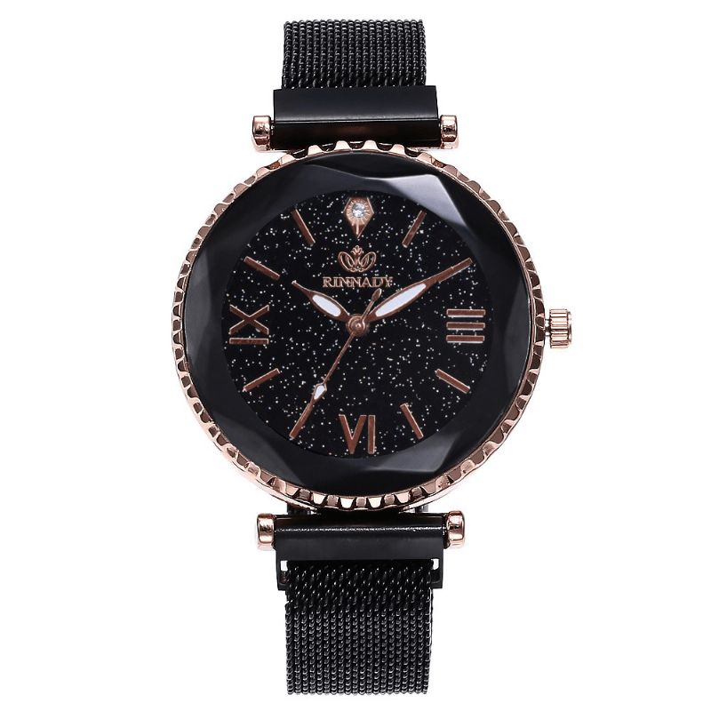 Kvinde Mesh Magnet Spænde Stjernehimmel Watch Casual Kvinder Geometrisk Overflade Quartz ur