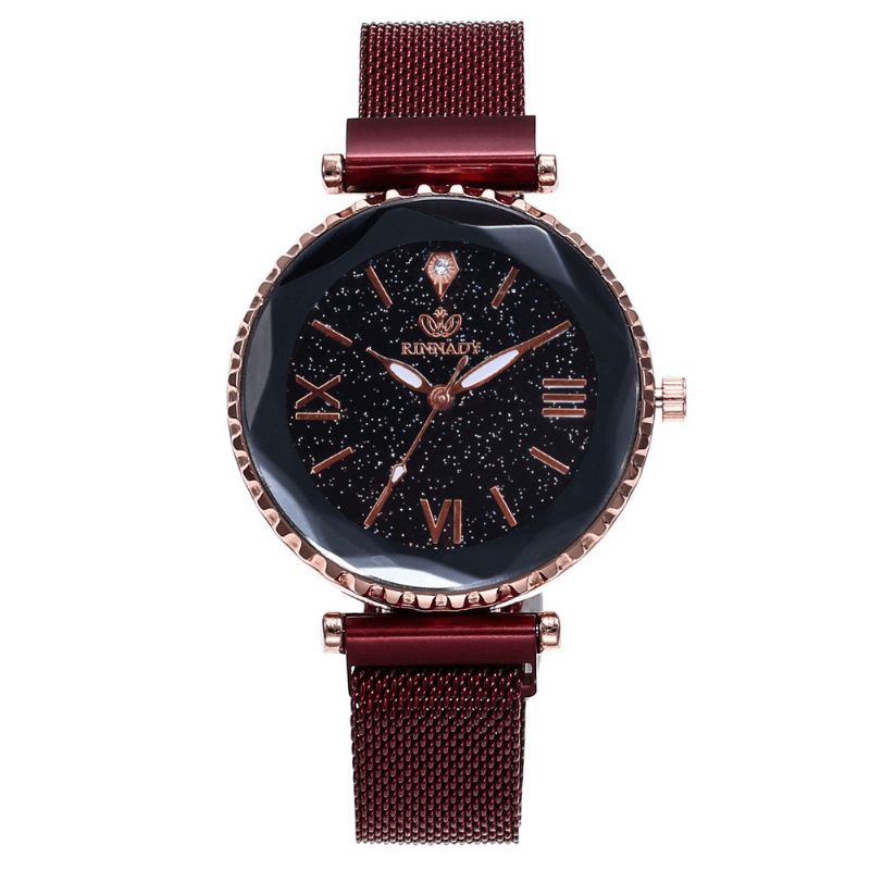 Kvinde Mesh Magnet Spænde Stjernehimmel Watch Casual Kvinder Geometrisk Overflade Quartz ur