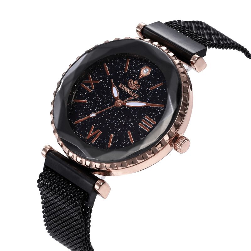 Kvinde Mesh Magnet Spænde Stjernehimmel Watch Casual Kvinder Geometrisk Overflade Quartz ur