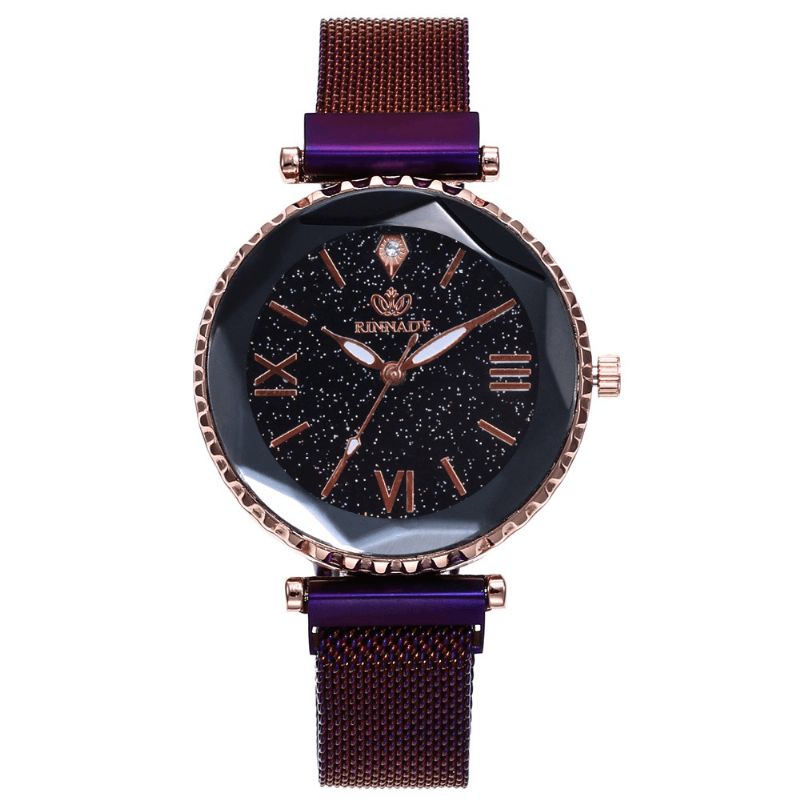 Kvinde Mesh Magnet Spænde Stjernehimmel Watch Casual Kvinder Geometrisk Overflade Quartz ur