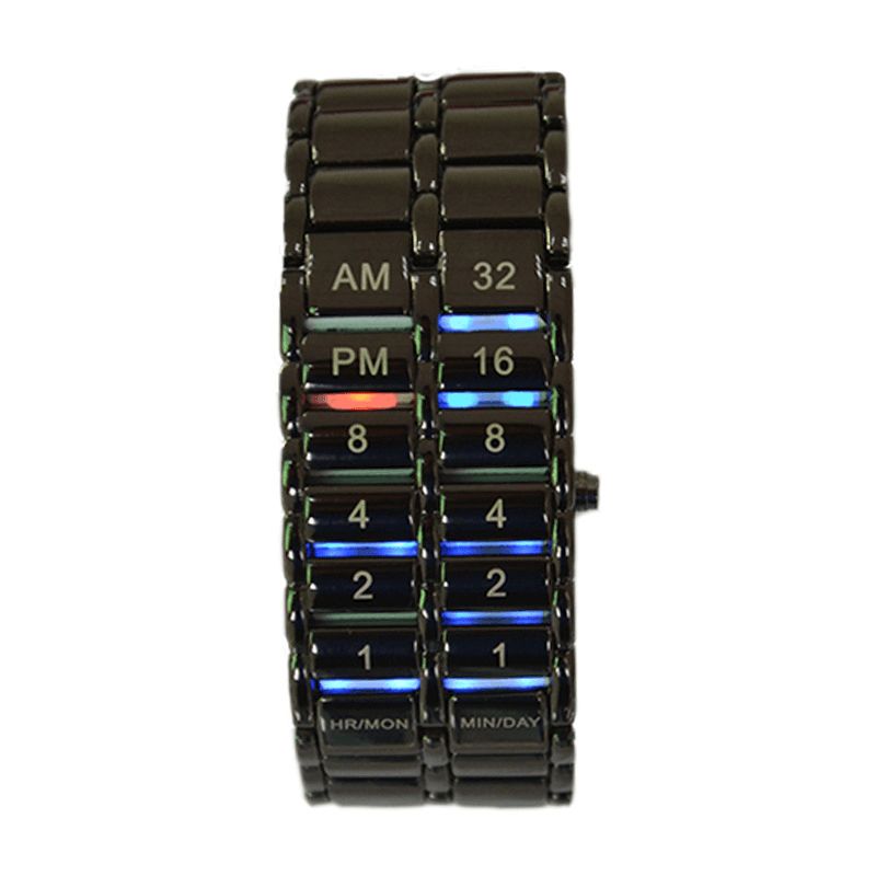 Led Display Par Ur Lysende Kalender Elektroniske Digitale Ure Metal Chain Watch