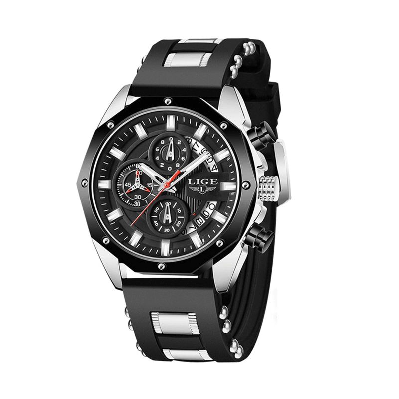 Lige Lg8908 Luminous Disply Herresportsur Chronograph 30M Vandtæt Kvartsur