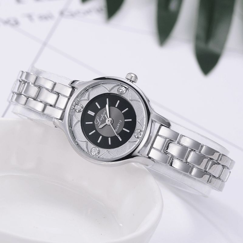 Lvpai Fd1245 Flower Print Dial Dame Armbånd Watch Legering Diamond Quartz ur