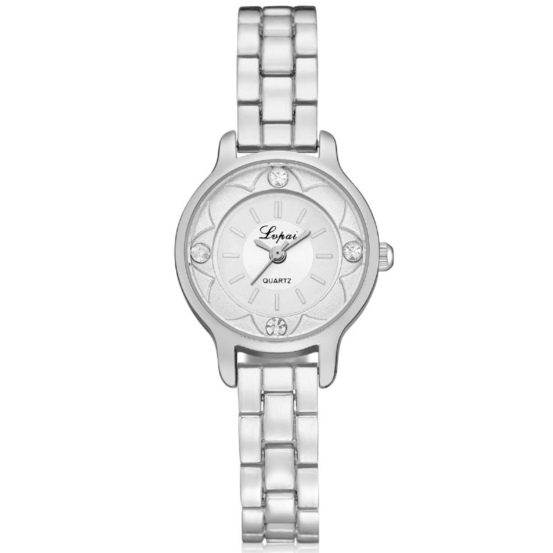 Lvpai Fd1245 Flower Print Dial Dame Armbånd Watch Legering Diamond Quartz ur