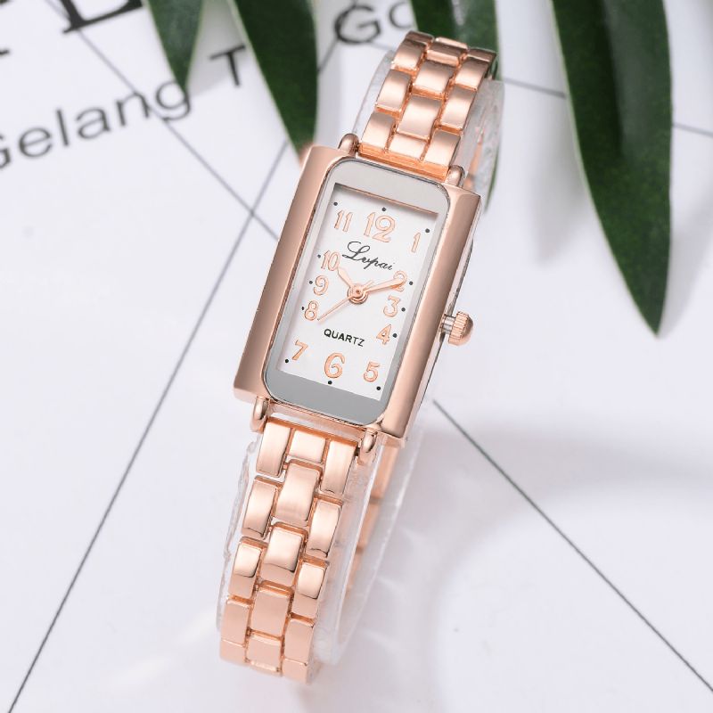 Lvpai G1P288 Elegant Design Dame Armbåndsur Rektangel Fuldt Stål Kvartsur