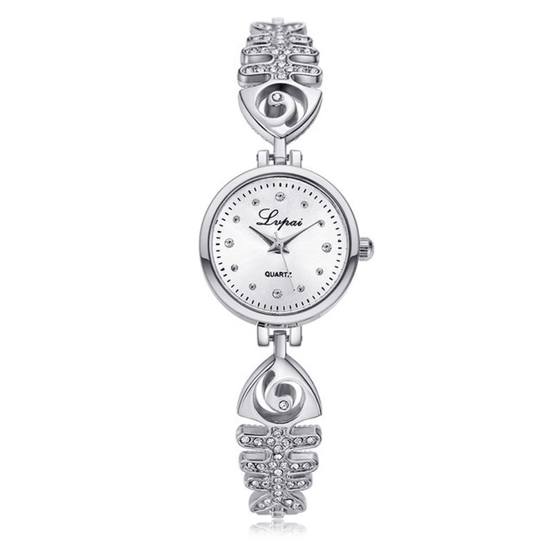 Lvpai P123 Diamond Dial Dame Armbåndsur Fuldt Stål Small Dial Quartz Ure