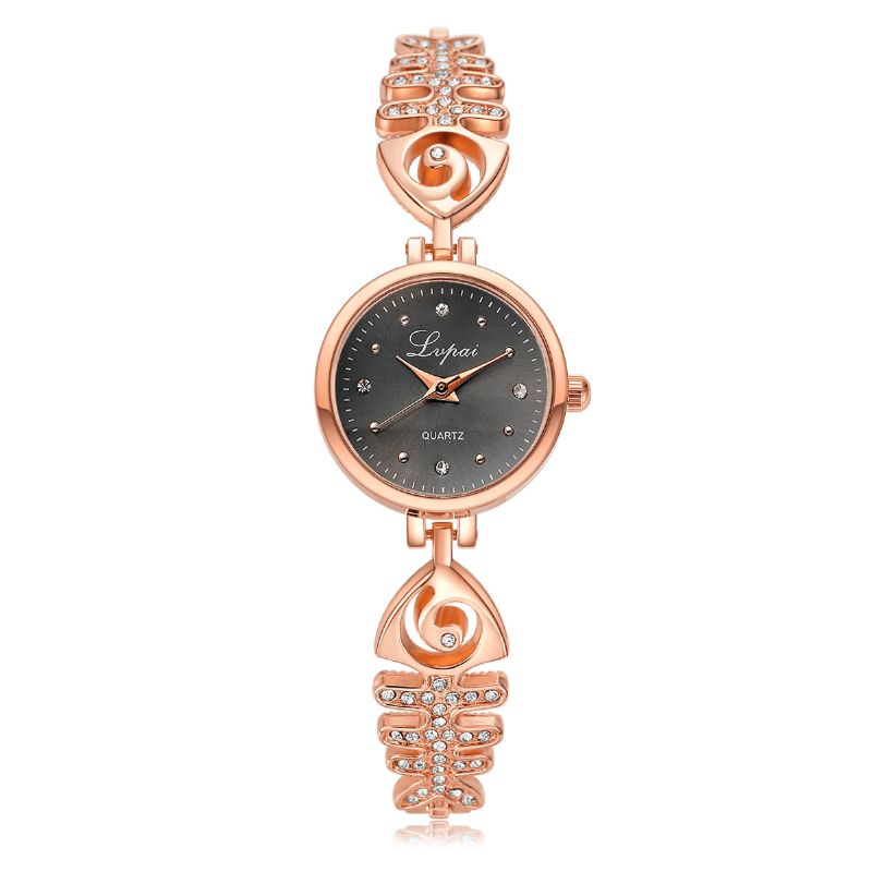 Lvpai P123 Diamond Dial Dame Armbåndsur Fuldt Stål Small Dial Quartz Ure