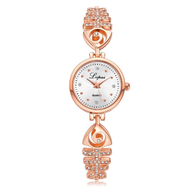 Lvpai P123 Diamond Dial Dame Armbåndsur Fuldt Stål Small Dial Quartz Ure