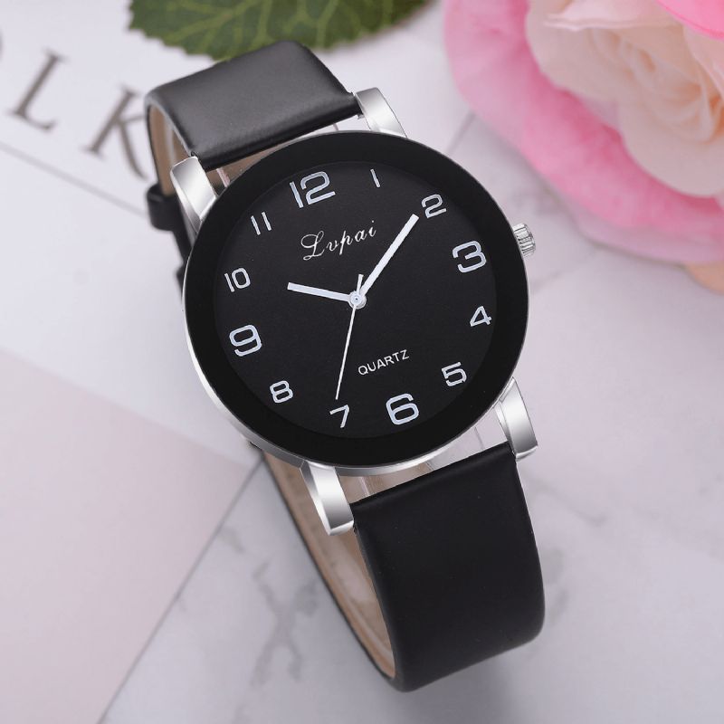 Lvpai P383 Mode Casual Simple Big Dial Pu-Læderrem Kvartsur