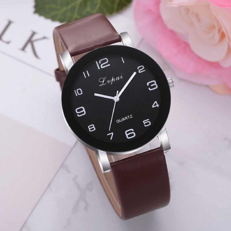 Lvpai P383 Mode Casual Simple Big Dial Pu-Læderrem Kvartsur