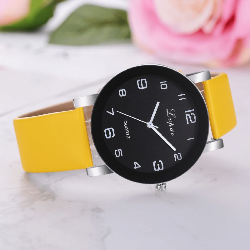 Lvpai P383 Mode Casual Simple Big Dial Pu-Læderrem Kvartsur