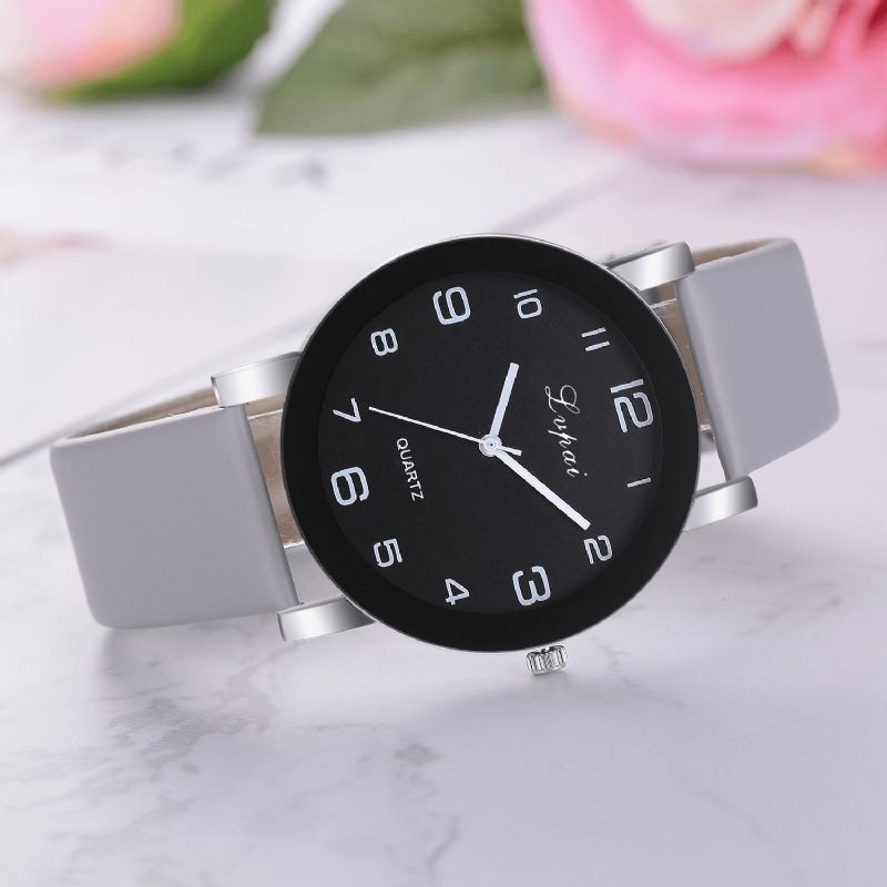 Lvpai P383 Mode Casual Simple Big Dial Pu-Læderrem Kvartsur