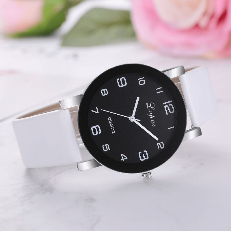 Lvpai P383 Mode Casual Simple Big Dial Pu-Læderrem Kvartsur