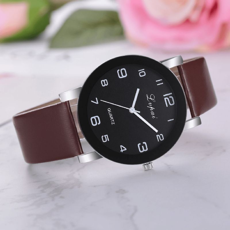 Lvpai P383 Mode Casual Simple Big Dial Pu-Læderrem Kvartsur