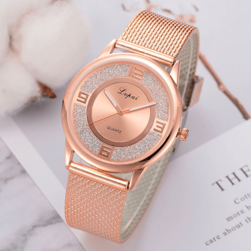 Lvpai P732 Rose Gold Elegant Design Dame Armbåndsur Moderigtigt Analog Quartz ur