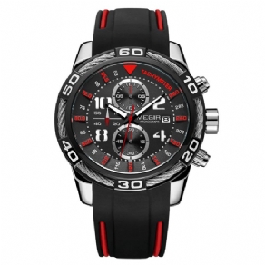 Megir 2045G Chronograph Date Display Quartz Ure Silikonerem Herrearmbåndsur