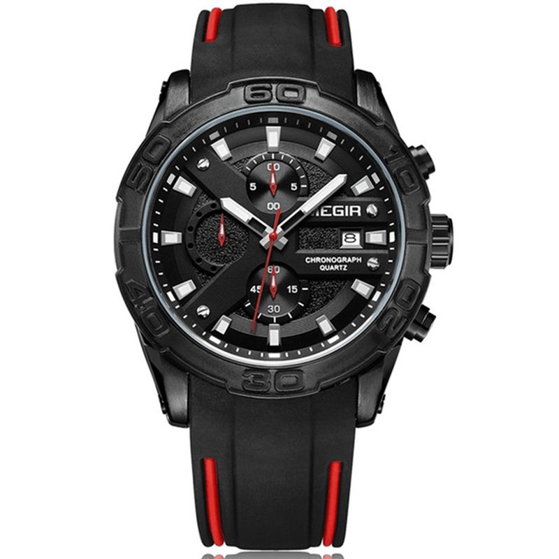 Megir 2055 Sport Watch Herre Quartz Chronograph Sort Mand Armbåndsur