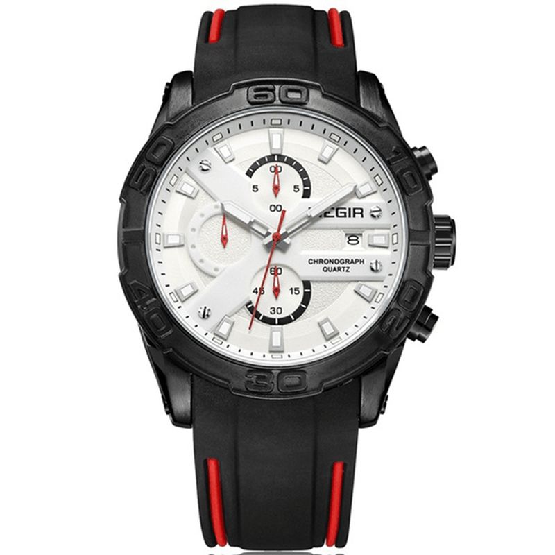 Megir 2055 Sport Watch Herre Quartz Chronograph Sort Mand Armbåndsur