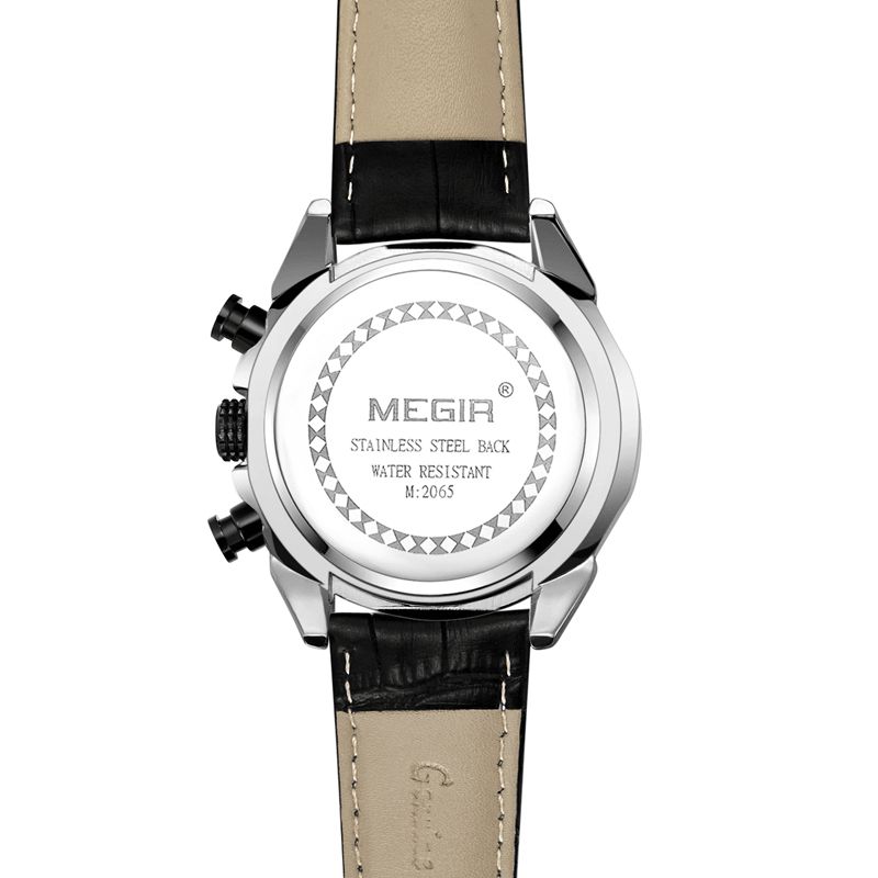 Megir 2065 Sportsure Creative Chronograph Quartz Læderrem Herreur