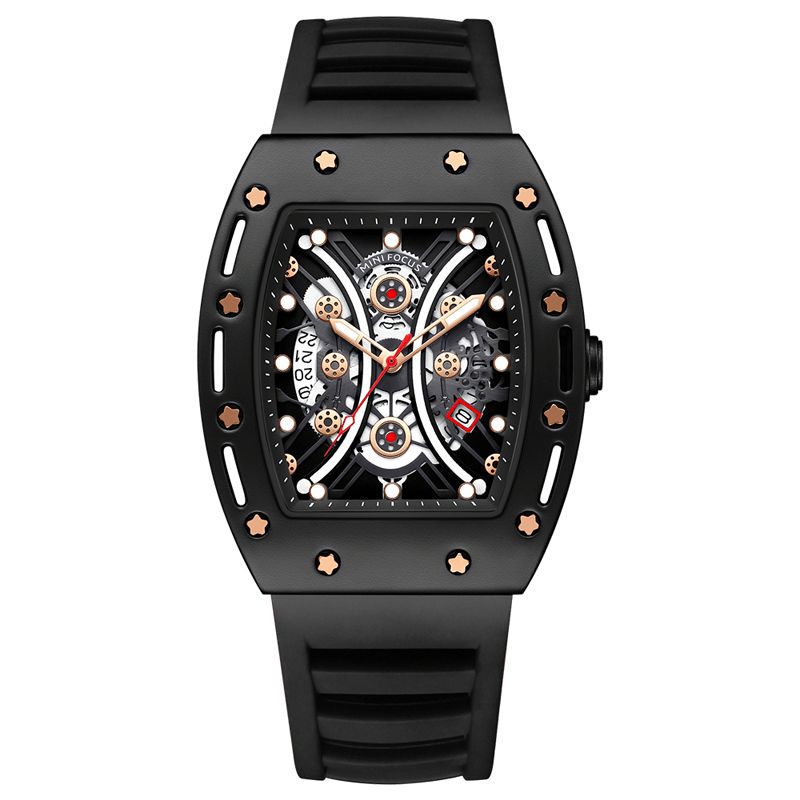 Mini Focus 0420G Casual Sports 3D Hollow-Out Luminous Dial 3Atm Vandtæt Herrearmbåndsur Quartz ur