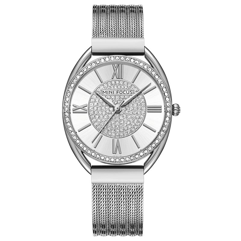 Mini Focus 0425L Casual Elegant Rhinestones Decoration Dial 3Atm Vandtæt Dame Armbåndsur Quartz ur