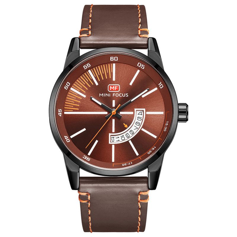 Mini Focus Mf0132G Læderrem Vandtæt Military Herreur Quartz ur