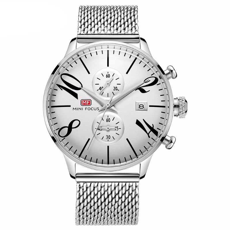 Mini Focus Mf0135G Vandtæt Business Style Mænd Armbåndsur Dato Display Quartz ur